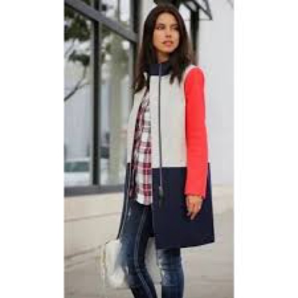 J. Crew Colorblock Funnelneck Wool Blend Coat - Picture 2 of 11